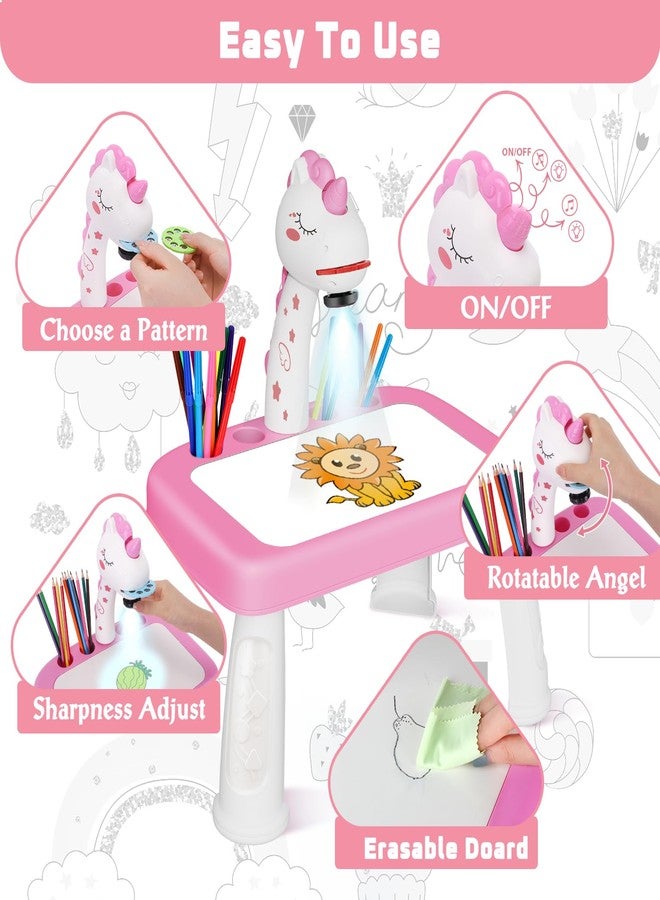 Sumsoltic جهاز عرض للرسم للأطفال، أدوات رسم للأطفال من عمر 6 إلى 8 سنوات مع موسيقى، أقلام رصاص، أقلام تلوين، دفتر قصاصات، ملصقات يونيكورن، ألعاب مثالية للفتيات من عمر 4 سنوات فما فوق - Image 3